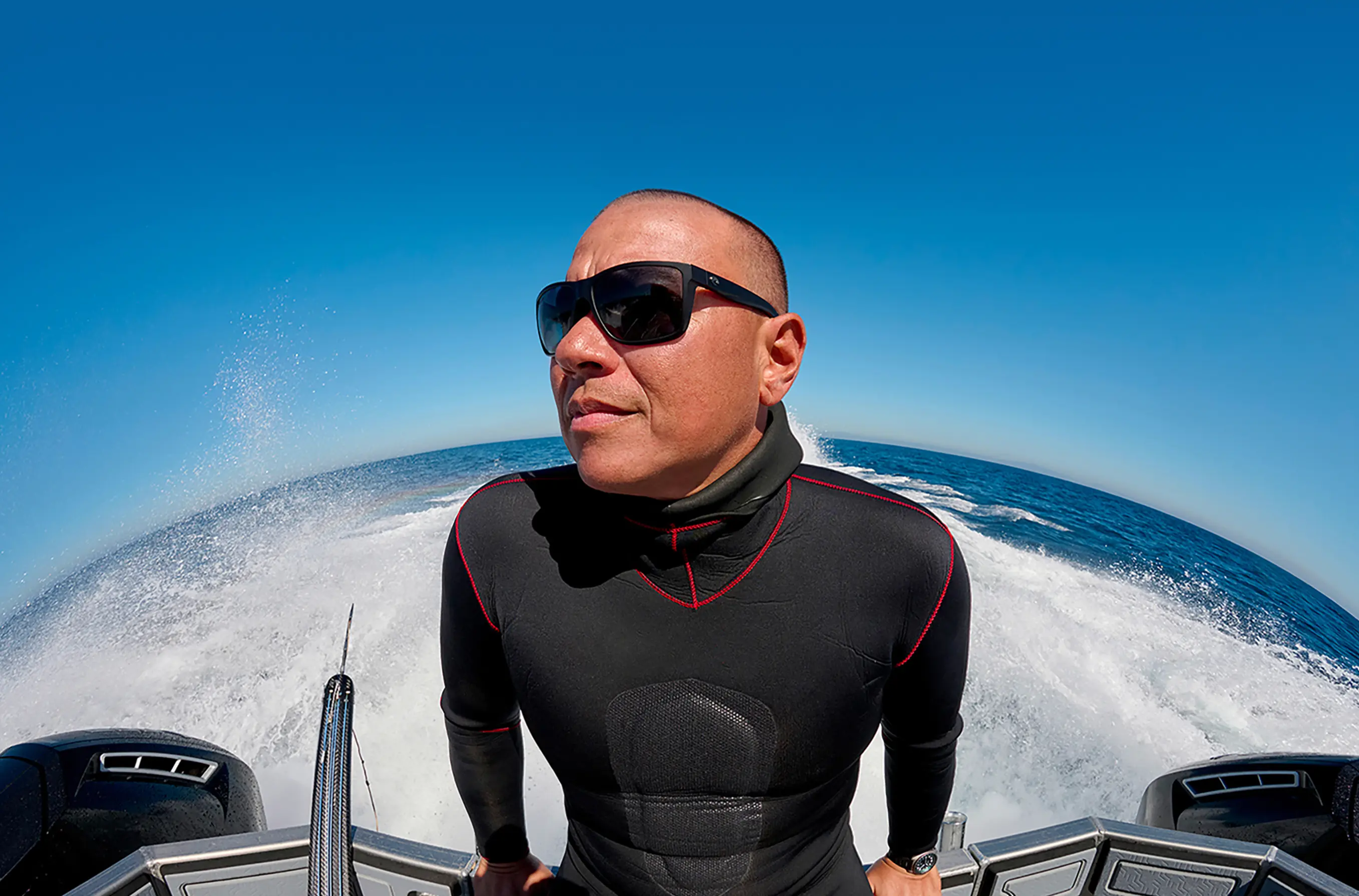 Justin Lee wearing Costa Broadbill II XL sunglasses